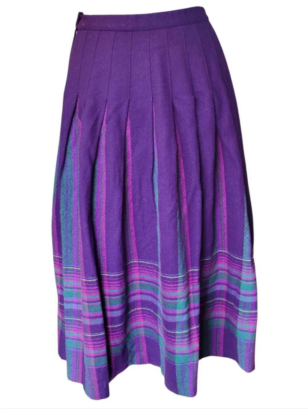 Vintage Pendleton Wool Purple Plaid Pleated Skirt
